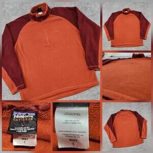 VTG Patagonia Mens L Large El Cap 1/4 Zip Capilene Fleece Pullover Jacket Orange